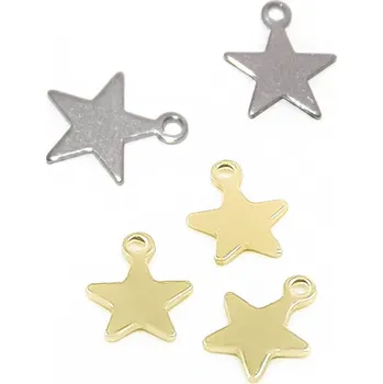 Materiál na výrobu šperku Závěsné přívesky hvězda 11x9,5x0,7mm - 1Ks+B - Nerez SL / 1Ks