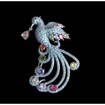 Brož B-TOP Brož se zirkony Phoenix Druh barvy: Stříbrná