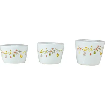 Velikonoční dekorace Det Gamle Apotek Porcelánové svícny pro čajovou nebo dlouhou svíčku SET/3 ks