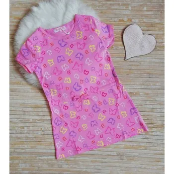 Dívčí šaty BAVLNĚNÉ DÍVČÍ LETNÍ ŠATY S MOTÝLKY 116-146 LÉTO Barva: Růžová, Velikost: 122