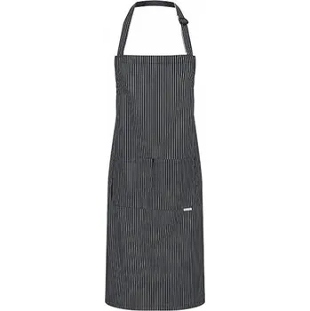 Kuchyňská zástěra Karlowsky Pracovní proužkovaná keprová zástěra Carlo s našitou kapsou Barva: černá (ca. Pantone 419C), Velikost: 70 x 90 cm KY028
