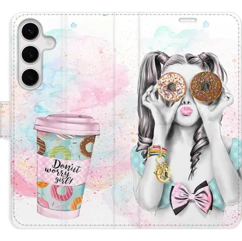 Pouzdro na mobilní telefon Flipové pouzdro iSaprio - Donut Worry Girl - Samsung Galaxy S24+