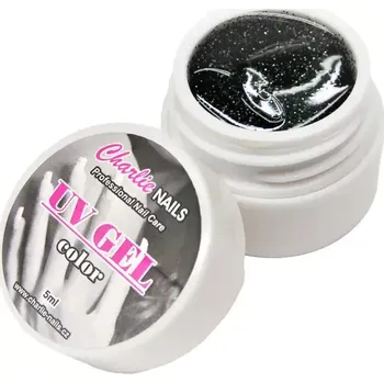 Charlie UV/LED gel 5ml - černý glitter č.413