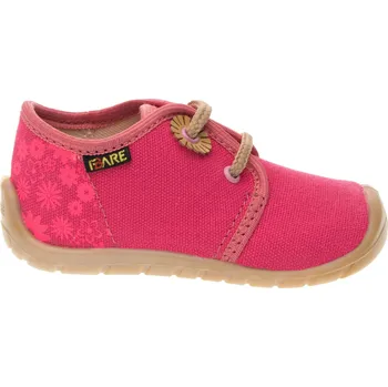 Capáčky DĚTSKÉ PLÁTĚNÉ BOTY 5011451 - růžové na tkaničku, FARE BARE Velikost: 22