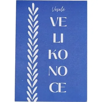 Přání Veselé Velikonoce s modrotiskovým dekorem