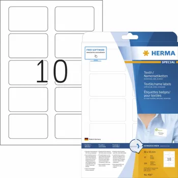 Archivační box Herma HERMA textilní/jmenovky A4 80x 50mm bílé 100 kusů.