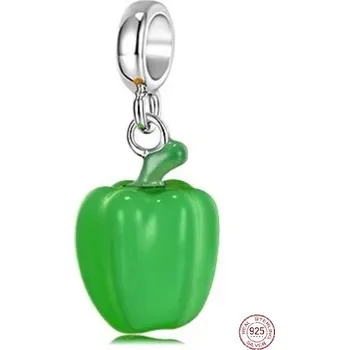Přívěsek Charm Sterlingové stříbro 925 Paprika zelená, přívěsek na náramek jídlo