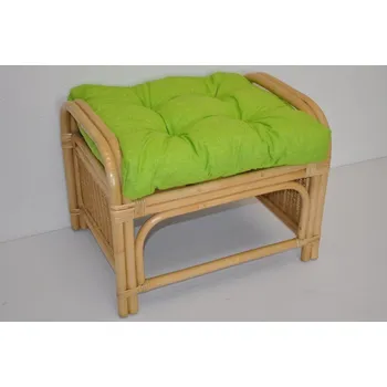 Taburet Nábytek PEGAS Ratanová taburetka Ear medová polstr světle zelený melír