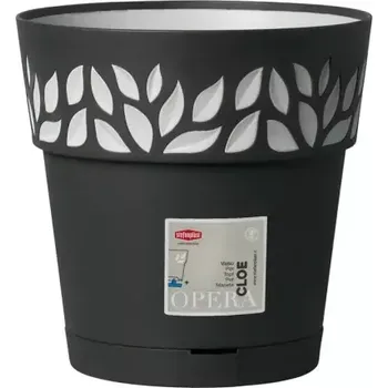 Obal na květináč Obal na květník CLOE samozavlažovací plastový antracit d20x19cm