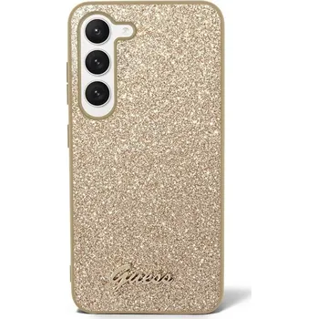 Pouzdro na mobilní telefon Guess PC/TPU Glitter Flakes Metal Logo Zadní Kryt pro Samsung Galaxy S23+19 Guess prémiový ochranný kryt telefonu s motivem Guess, který nejen že váš telefon perfektně ochrání, ale také svým povedený