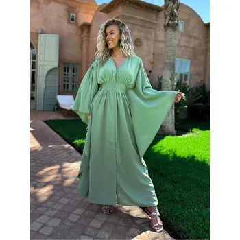 Dámské šaty Zelené oversized široké šaty KIERANES s volnými rukávy Velikost: ONESIZE