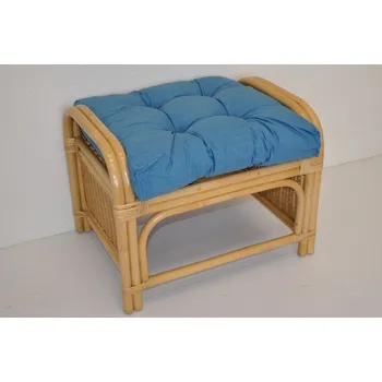 Taburet Nábytek PEGAS Ratanová taburetka Ear medová polstr tyrkysový melír