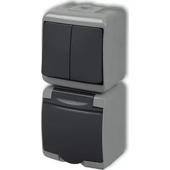 Elektrická zásuvka Zásuvka s vypínačem č.5, IP54, grafitová, vertikalní, Karlik