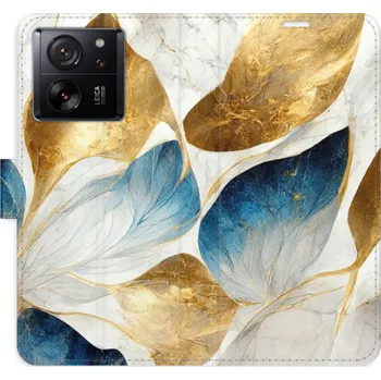 Pouzdro na mobilní telefon Flipové pouzdro iSaprio - GoldBlue Leaves - Xiaomi 13T / 13T Pro