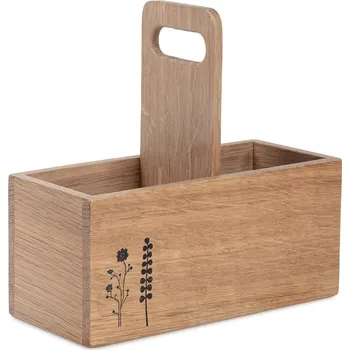 DŘEVĚNÝ TUŽKOVNÍK, ručně dekorovaný, dubový s rostlinkami