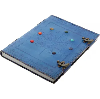 Karnevalový kostým Leather Journals Velký zápisník vázaný v kůži s reliéfem stromu života a sedmi kameny čaker