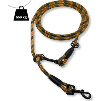 Vodítko pro psa PafDog® Přepínací nastavitelné vodítko 8mm, 11 délek, šedo-oranžovo-žluté extra pevné DÉLKA VODÍTKA: 2 metry