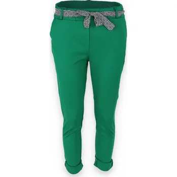 Dámské kalhoty Kalhoty s páskem 7505 Itálie barva: zelená, velikost: L