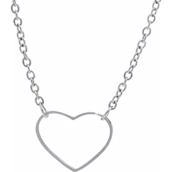 Náhrdelník JSB bijoux s.r.o. Ocelový náhrdelník obrysové větší srdce bez krystalů