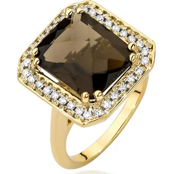 Hodinky Prsten Bonore - Zlato 585 - Kouřový Křemen 4 Ct 94397