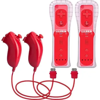 Gamepad Wii ovladač + Nunchuck na Wii - 2 červené sady