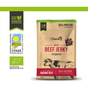 Sušené maso Cherky bio hovězí jerky originál 30 g