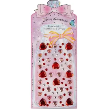 Samolepicí kamínky ve tvaru srdce červený mix 65 ks