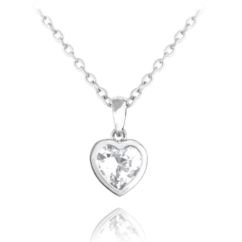 Náhrdelník Stříbrný náhrdelník se srdíčkem s čirým zirkonem