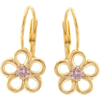Náušnice Argento 67199 Pozlacené stříbrné náušnice - kvítek, kulatý zirkon