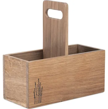 DŘEVĚNÝ TUŽKOVNÍK, ručně dekorovaný, dubový s rostlinkami