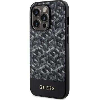 Telefonní příslušenství Guess PU G Cube MagSafe Zadní Kryt pro iPhone 14 Pro Black Guess PU G Cube Magnetic prémiový ochranný kryt telefonu v kombinaci zadní strany s potažená látkou s motivem Guess, pružnými PU boky a vest