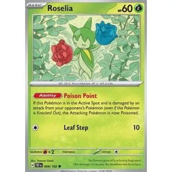 Sběratelská karetní hra Pokémon TEF 008/162 Roselia - Temporal Forces Stav: Near Mint, Verze: REVERSE HOLO
