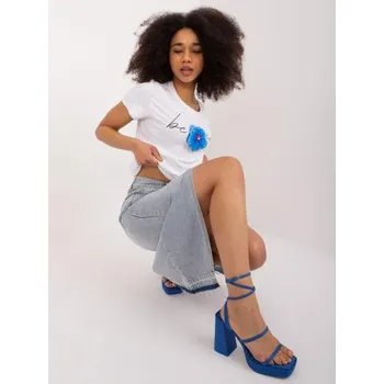 Dámská halenka Dámské tričko s květinovou výšivkou BASIC FEEL GOOD bílé