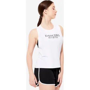 DOMYOS Dámské taneční tílko 2XS BÍLÁ