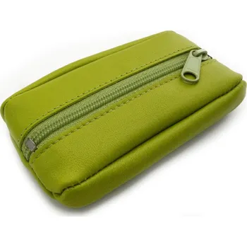 Světle zelená kožená klíčenka se zipovou kapsou 619-2418-51