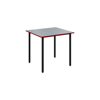 Jídelní stůl JSB 80 N jídelní stůl, kovová podnož černá, deska 18 mm, deska šedá s hranou, červená flamengo, 800x800 mm