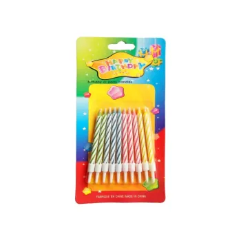 Dortová svíčka PRUHOVANÉ SVÍČKY 10ks duhové SV,PRUHOVANÉ,10KS duhové