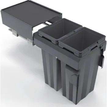 Odpadkový koš Interex design Výsuvný odpadkový koš LIGNANO 400mm - 2 x24L / Antracit