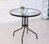 Zahradní stůl Kulatý kovový stolek se skleněnou deskou 60 x 70 cm černý