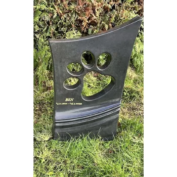 Smuteční dekorace Pomník pro mazlíčka - Tlapka Bellis Černo-šedá - Pro pejska či kočičku - Zvířecí náhrobek cena včetně gravírování