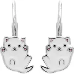 JSB bijoux s.r.o. Stříbrné dětské náušnice klapky kočička s barevným smaltem (Stříbro 925/1000)