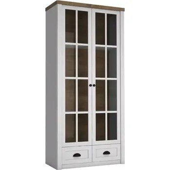 Knihovna Vitrína PROVENCE W2S, sosna andersen/dub lefkas.