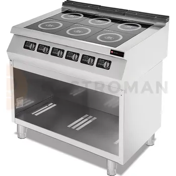 Sporák Indukční sporák, 6-hořáková, 21 kW, 400 V, otevřený podstavec, 1200x900x850 mm | RESTO QUALITY, Linia 900 RQ.PLS.9IND030
