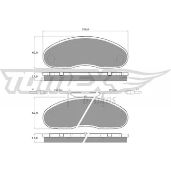 Brzdová destička Sada brzdových destiček, kotoučová brzda TOMEX Brakes 1518