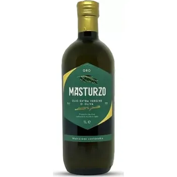 Rostlinný olej Masturzo Extra panenský olivový olej Etichetta ORO 0,5 l (Extra panenský olivový olej Masturzo Etichetta ORO 100% Italiano (kyselost 0,25°). Použití na studenou kuchyni.)