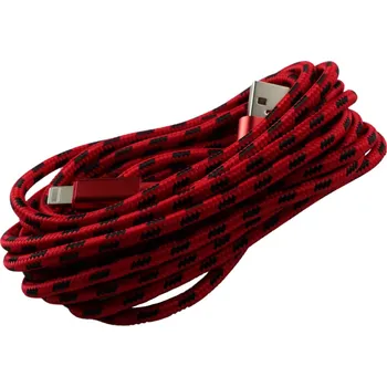 Datový kabel Pletený kabel USB na lightning 3m Barva: Červeno-Černý