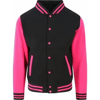 Pánská casual bunda Pánská kontrastní bunda Varsity Just Hoods Barva: černá - růžová, Velikost: L JH043