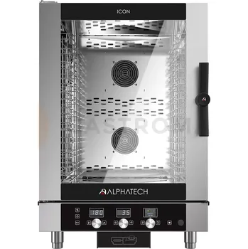 Plynová konvekční parní trouba, 10x GN 1/1, 10x 600x400 mm, elektronické ovládání, 777x729x1152 mm | ALPHATECH, ICON ICGT101E