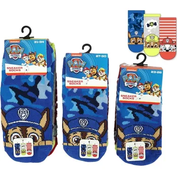 Dětské ponožky TLAPKOVÁ PATROLA, 3 páry - různé velikosti Velikost: 23 - 26