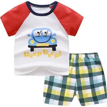 Dětský bavlněný letní set pro kluky - tričko + šortky Barva: autíčko (SIZE1P55), Velikost: 6 měs.